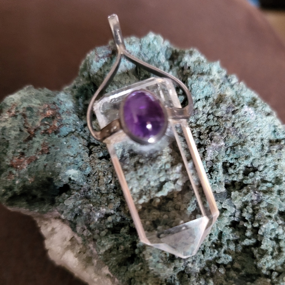 Crystal and amethyst pendant